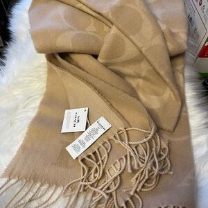NWT Coach Camel Wool Cashmere Scarf
